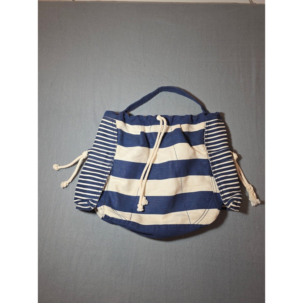 Vintage 90s GAP Striped Canvas Drawstring Bucket Bag Nautical Coastal